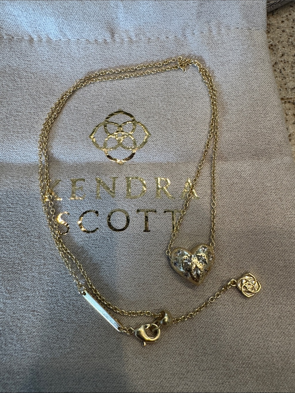 Kendra Scott Gold Heart Locket Necklace with Filigree Detail